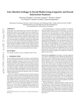 User Identity Linkage in Social Media Using Linguistic and Social
  Interaction Features