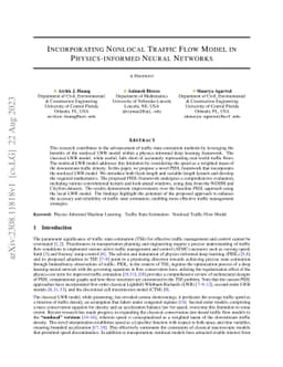 Incorporating Nonlocal Traffic Flow Model in Physics-informed Neural
  Networks