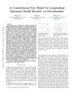 A Counterfactual Fair Model for Longitudinal Electronic Health Records
  via Deconfounder