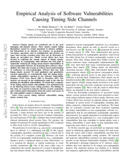 Empirical Analysis of Software Vulnerabilities Causing Timing Side
  Channels