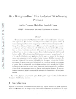 On a Divergence-Based Prior Analysis of Stick-Breaking Processes