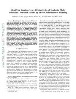 Identifying Reaction-Aware Driving Styles of Stochastic Model Predictive
  Controlled Vehicles by Inverse Reinforcement Learning