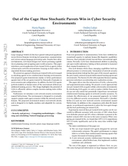 Out of the Cage: How Stochastic Parrots Win in Cyber Security
  Environments