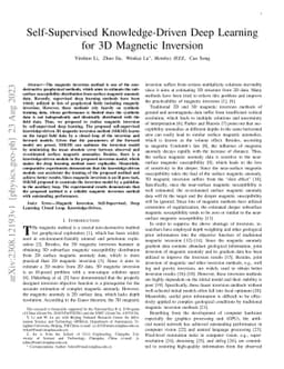 Self-Supervised Knowledge-Driven Deep Learning for 3D Magnetic Inversion