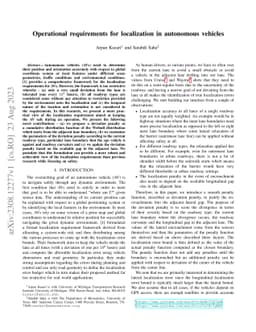 Operational requirements for localization in autonomous vehicles