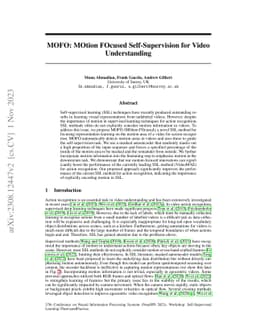 MOFO: MOtion FOcused Self-Supervision for Video Understanding