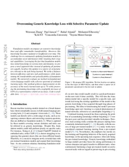 Overcoming Generic Knowledge Loss with Selective Parameter Update