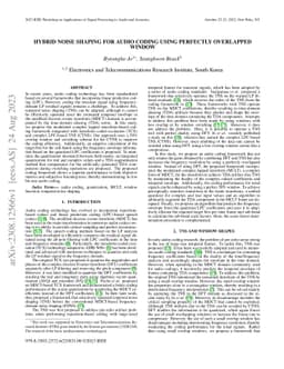 Hybrid noise shaping for audio coding using perfectly overlapped window