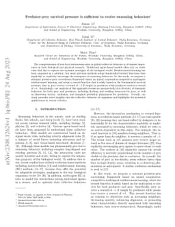 Predator-prey survival pressure is sufficient to evolve swarming
  behaviors