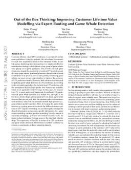 Out of the Box Thinking: Improving Customer Lifetime Value Modelling via
  Expert Routing and Game Whale Detection