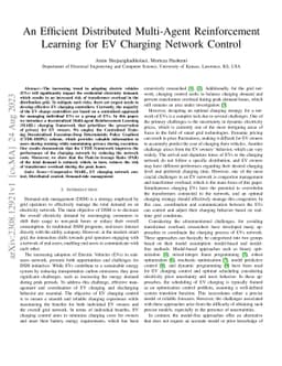 An Efficient Distributed Multi-Agent Reinforcement Learning for EV
  Charging Network Control