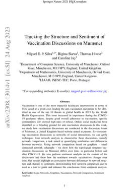 Tracking the Structure and Sentiment of Vaccination Discussions on
  Mumsnet