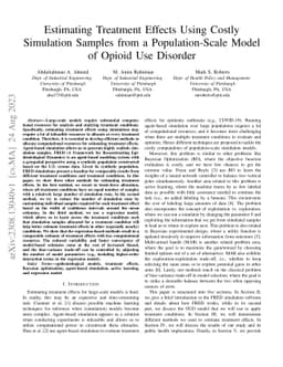 Estimating Treatment Effects Using Costly Simulation Samples from a
  Population-Scale Model of Opioid Use Disorder