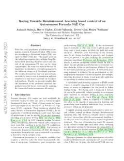 Racing Towards Reinforcement Learning based control of an Autonomous
  Formula SAE Car