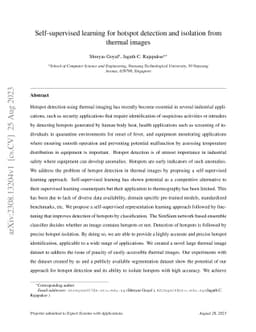 Self-supervised learning for hotspot detection and isolation from
  thermal images
