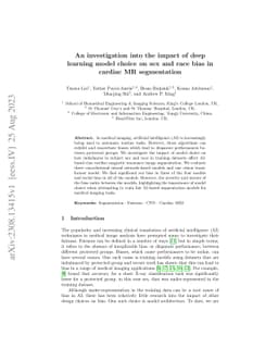 An investigation into the impact of deep learning model choice on sex
  and race bias in cardiac MR segmentation