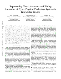 Representing Timed Automata and Timing Anomalies of Cyber-Physical
  Production Systems in Knowledge Graphs