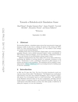 Towards a Holodeck-style Simulation Game