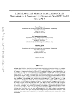 Large Language Models in Analyzing Crash Narratives -- A Comparative
  Study of ChatGPT, BARD and GPT-4