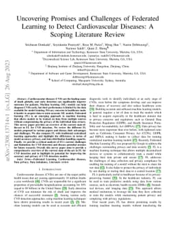 Uncovering Promises and Challenges of Federated Learning to Detect
  Cardiovascular Diseases: A Scoping Literature Review