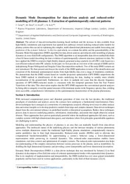 Dynamic Mode Decomposition for data-driven analysis and reduced-order
  modelling of ExB plasmas: I. Extraction of spatiotemporally coherent patterns