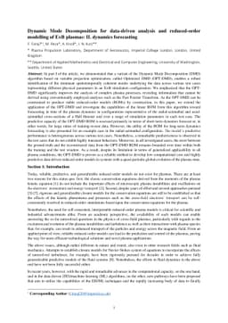 Dynamic Mode Decomposition for data-driven analysis and reduced-order
  modelling of ExB plasmas: II. dynamics forecasting