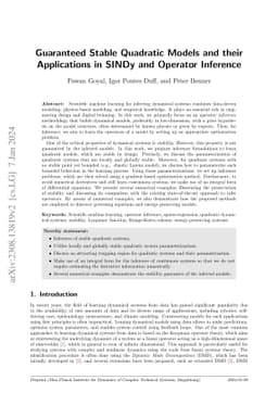 Guaranteed Stable Quadratic Models and their applications in SINDy and
  Operator Inference