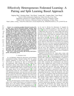 Effectively Heterogeneous Federated Learning: A Pairing and Split
  Learning Based Approach