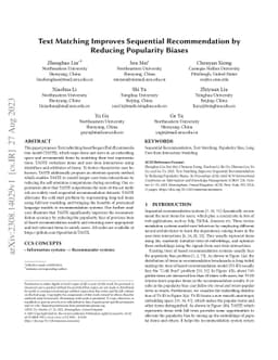 Text Matching Improves Sequential Recommendation by Reducing Popularity
  Biases