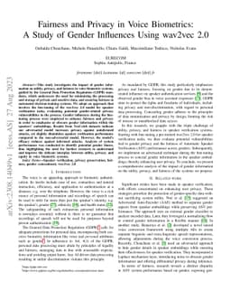 Fairness and Privacy in Voice Biometrics:A Study of Gender Influences
  Using wav2vec 2.0