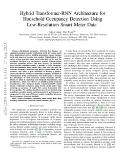 Hybrid Transformer-RNN Architecture for Household Occupancy Detection
  Using Low-Resolution Smart Meter Data