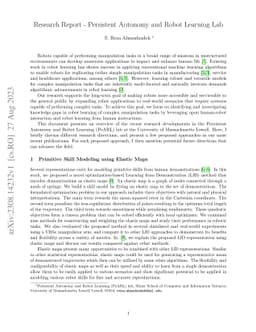 Research Report -- Persistent Autonomy and Robot Learning Lab