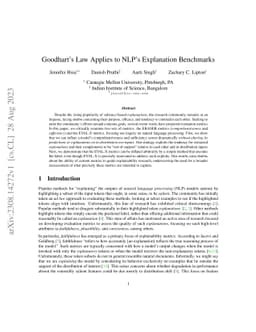 Goodhart's Law Applies to NLP's Explanation Benchmarks