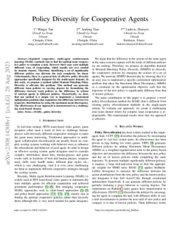 Policy Diversity for Cooperative Agents