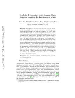 Symbolic & Acoustic: Multi-domain Music Emotion Modeling for
  Instrumental Music