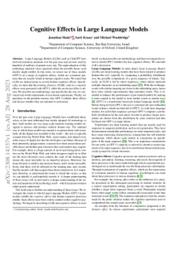 Cognitive Effects in Large Language Models