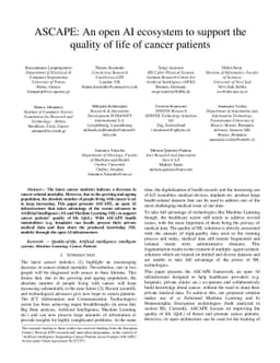 ASCAPE: An open AI ecosystem to support the quality of life of cancer
  patients