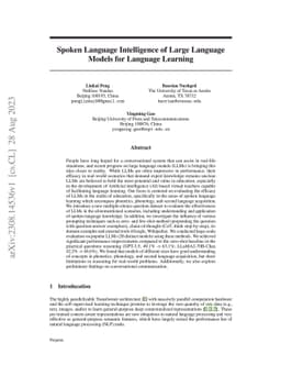 Spoken Language Intelligence of Large Language Models for Language Learning