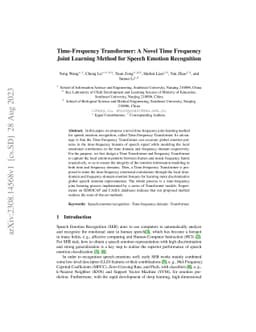 Time-Frequency Transformer: A Novel Time Frequency Joint Learning Method
  for Speech Emotion Recognition