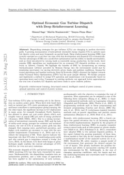 Optimal Economic Gas Turbine Dispatch with Deep Reinforcement Learning