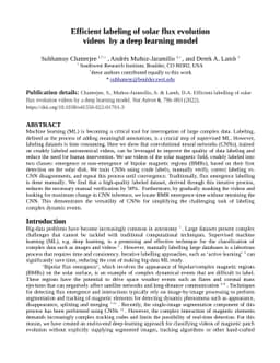 Efficient labeling of solar flux evolution videos by a deep learning
  model