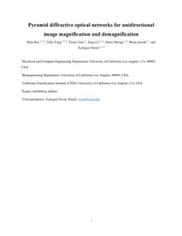 Pyramid diffractive optical networks for unidirectional magnification
  and demagnification