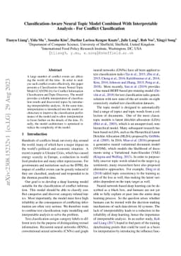 Classification-Aware Neural Topic Model Combined With Interpretable
  Analysis -- For Conflict Classification