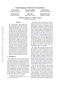 Natural language to SQL in low-code platforms