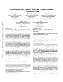 Knowledge-based Multiple Adaptive Spaces Fusion for Recommendation