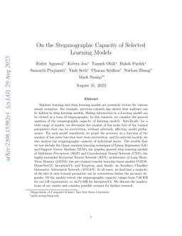 On the Steganographic Capacity of Selected Learning Models