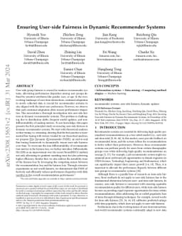 Ensuring User-side Fairness in Dynamic Recommender Systems