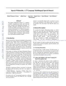 Speech Wikimedia: A 77 Language Multilingual Speech Dataset