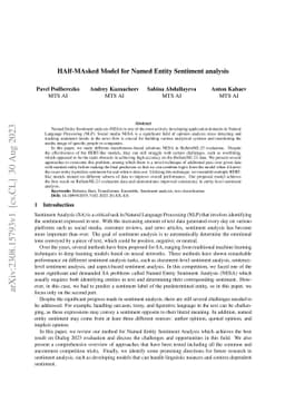 HAlf-MAsked Model for Named Entity Sentiment analysis