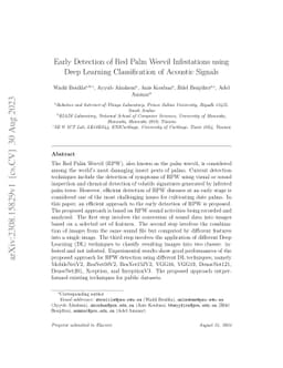 Early Detection of Red Palm Weevil Infestations using Deep Learning
  Classification of Acoustic Signals